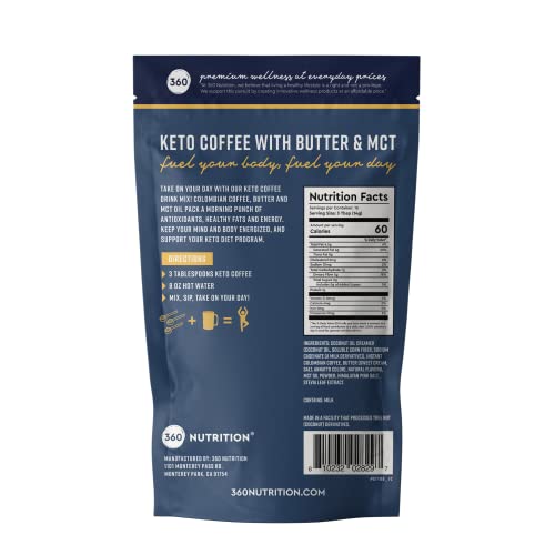 360 Nutrition Instant Keto Coffee with MCT Oil, Coconut Oil, Sweetened, Gluten Free 360 NutritionBuy Supplements Australia