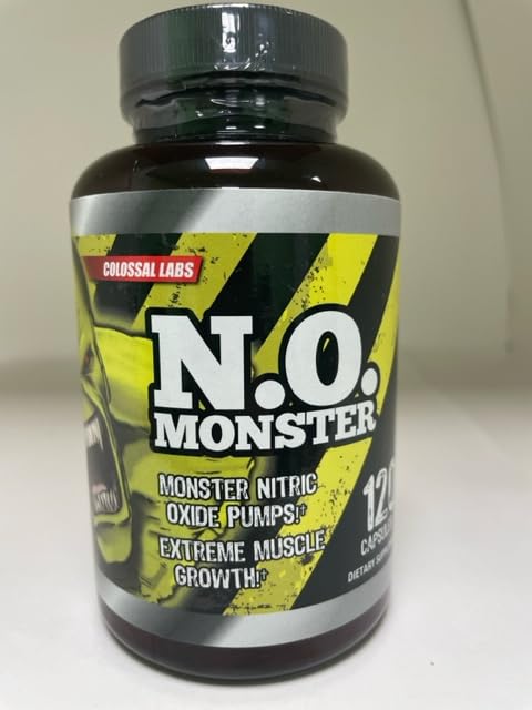 Colossal Labs Nitric Oxide Booster with L-Arginine, Extreme Pumps to Build Strength and Muscle, Pre-Workout, 120 Capsules per Bottle