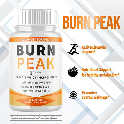 (5 Pack) Burn Peak Capsules, Official Burnpeak Pink Salt Pills with All Natural Ingredients, Advanced Health and Wellness Supplement with Premium Vitamins for Active Lifestyle Support (300 Capsules) - Maple Wellness Supplements