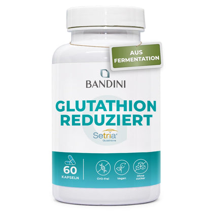 Bandini® L-Glutathione Reduced 250 mg | Glutathione Setria® Tripeptide: Glutamic Acid, Cysteine, Glycine | Antioxidant, Immune System, Liver | GMO-Free | 60 Capsules | 1 Capsule/Day for 2 Months Supply