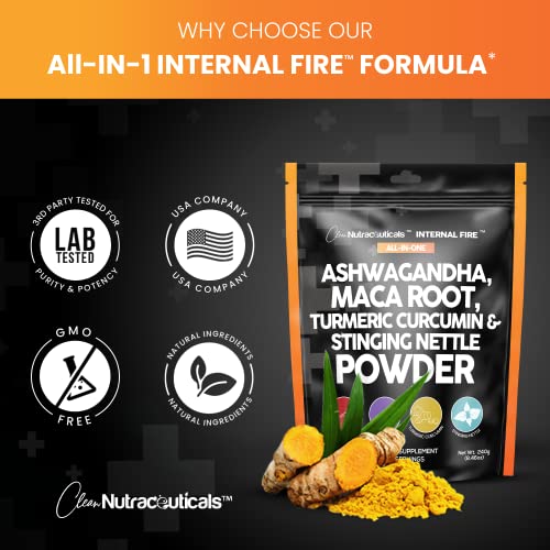 4in1 Ashwagandha Maca Root Powder Supplement with Turmeric Stinging