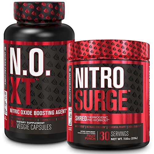 Jacked Factory Nitrosurge Shred Thermogenic Pre-Workout in Fruit Punch & N.O. XT Nitric