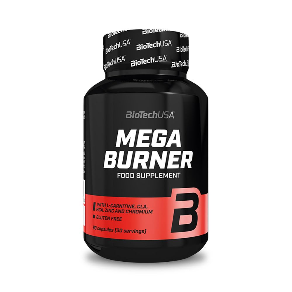 BioTechUSA Mega Burner | Capsule Shape with L-Carnitine, Chrome | Contains Garcinia Cambogia Extract and Cayenne Pepper Extract | With Chrome & Choline | Caffeine Free | 90 Capsules