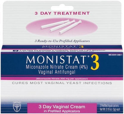Monistat 3 Vaginal Antifungal Medication, 0.18-Ounce, 3 Prefilled Applicators (Pack of 2)