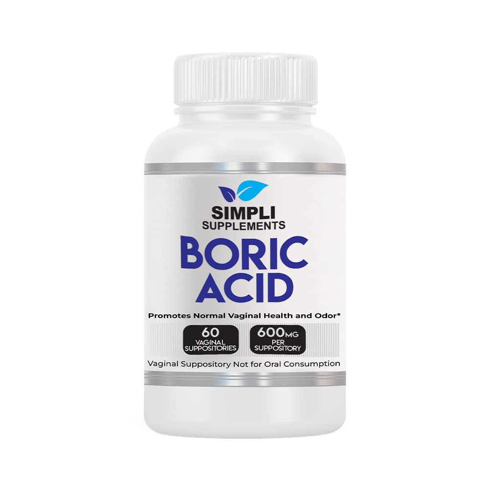 Simpli Supplements 60 Boric Acid Suppositories - Modern Support & Ancient Remedy - Scientifically
