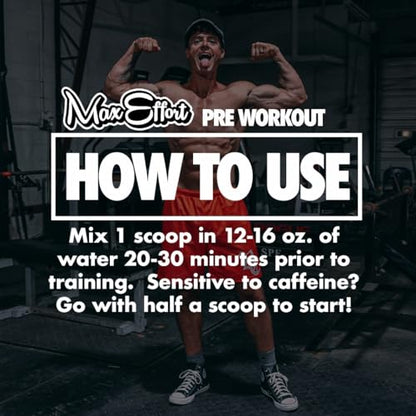 MAX EFFORT Muscle - Pre Workout Supplement, Energy and Focus, Insane Muscle Pump, Clinically Tested Ingredients (Sour Watermelon)