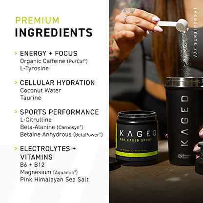 Kaged Pre Sport & Creatine Monohydrate Bundle | Glacier Grape Pre + Unflavored Creatine | Energy, Endurance, & Strength Gains | Hydration Support | Banned Substance-Free | Premium Stack