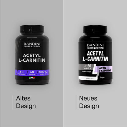 Bandini® Acetyl L-Carnitine, Acetyl-L-Carnitine Hydrochloride, 60 Capsules | Premium Carnitin: stoffwechselanregend, Energie und erhöhte Ausdauer, vegan, 1 Kapsel Carnitine pro Tag, 2 Monate Versorgung