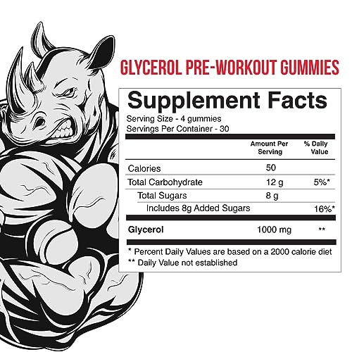 VitaPatch Glycerol Gummy - Non Stim Preworkout Premium Pump Supplement - Glycerol Monostearate - Intramuscular Hydration - Caffeine Stim Free - 120 Gummies