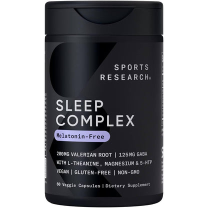 Sports Research® Sleep Complex- Melatonin-Free Vegan Capsules - with Valerian Root, GABA, L-Theanine, Magnesium & 5-HTP - 30 Servings Sports ResearchBuy Supplements Australia