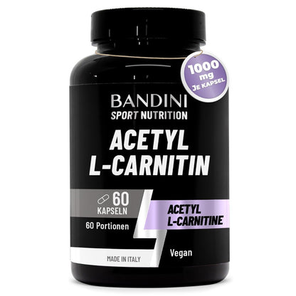 Bandini® Acetyl L-Carnitine, Acetyl-L-Carnitine Hydrochloride, 60 Capsules | Premium Carnitin: stoffwechselanregend, Energie und erhöhte Ausdauer, vegan, 1 Kapsel Carnitine pro Tag, 2 Monate Versorgung
