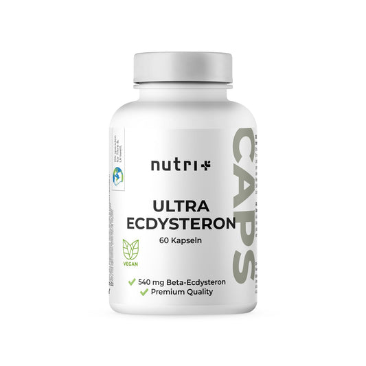 Nutri + Ultra Ecdysterone + Leucine Capsules High Dose - 790 mg Active Ingredient Complex per Capsule - 540 mg Beta Ecdysterone 90% 250 mg L-Leucine Powder Vegan