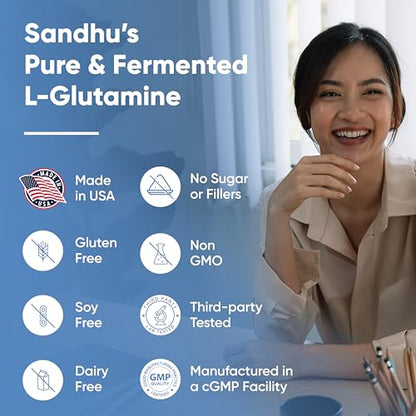 Sandhu's L-Glutamine - 100 Servings -Made in USA -500 Gram- Non-GMO- Amino Sandhu'sBuy Supplements Australia