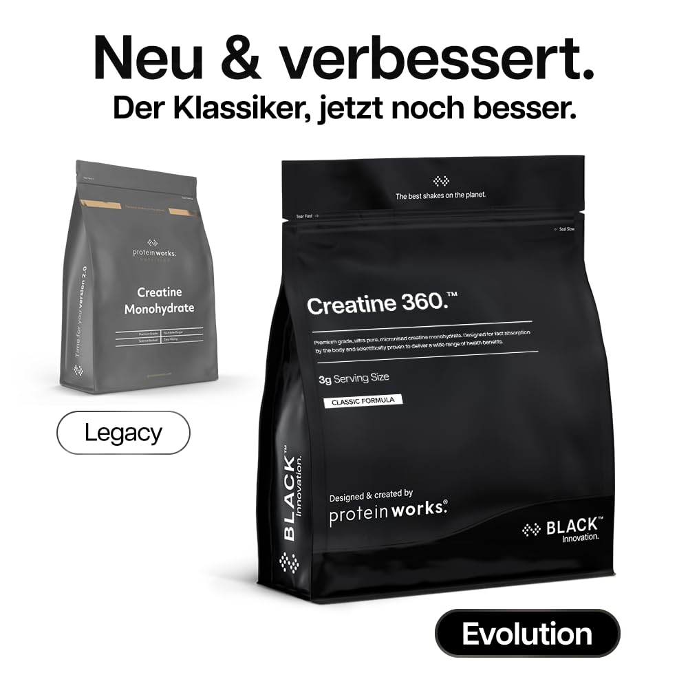 Protein Works Creatine 360 - Black, Berry Flash, 62 Servings, 250 g | Creatine Monohydrate, 100% Purity, Ultra Fine Micronized 200 Mesh Creatine Powder, Instant Dissolvable, Premium Quality