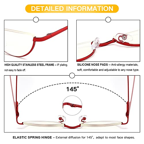 Yiwaeye 3 Pack Half Moon Reading Glasses Anti Blue Light UV, Half Frame Semi Lens Slim YiwaeyeBuy Supplements Australia