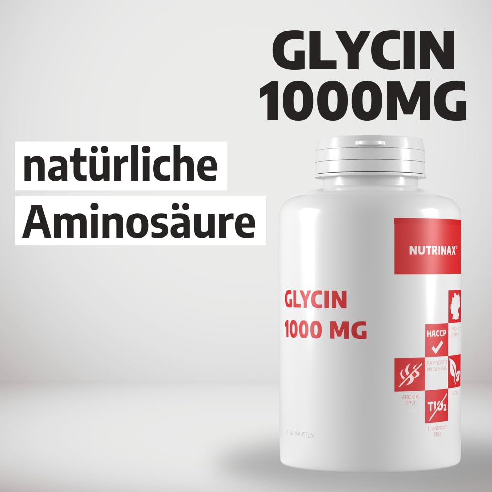 Glycine Capsules 1000 mg 120 Capsules | Amino acid glycine, vegan, no additives, high quality