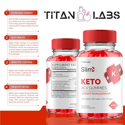 (3 Pack) SlimX Keto ACV Gummies, SlimX Keto ACV Advanced Weight Loss 1000MG Apple Titan LabsBuy Supplements Australia