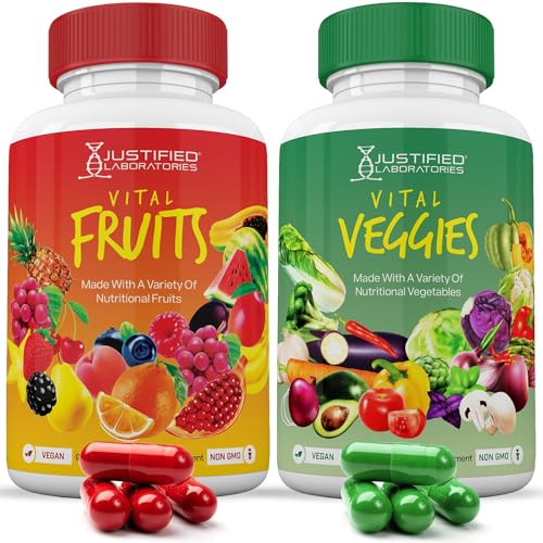 (Set of 2) Vital Fruits and Veggies Supplement Red & Green Superfoods Whole Food 