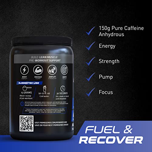 PrimeGENIX Pre-Workout+ Berry Blast Flavor | Max Performance | Boost Energy | Made in USA, 20 Servings