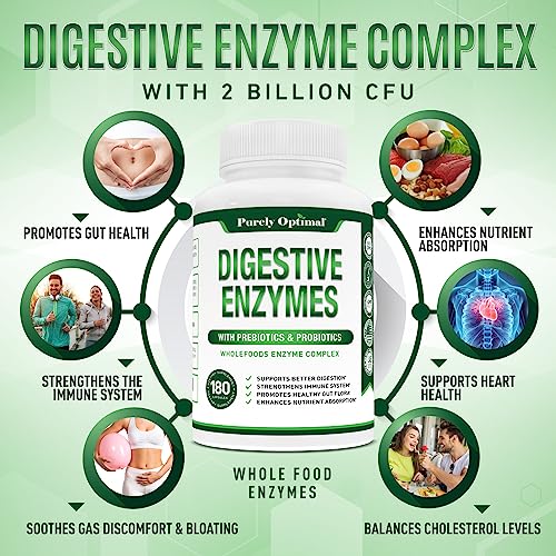 Purely Optimal Premium Digestive Enzymes Plus Prebiotics & Probiotics - for Better Digestio Purely OptimalBuy Supplements Australia