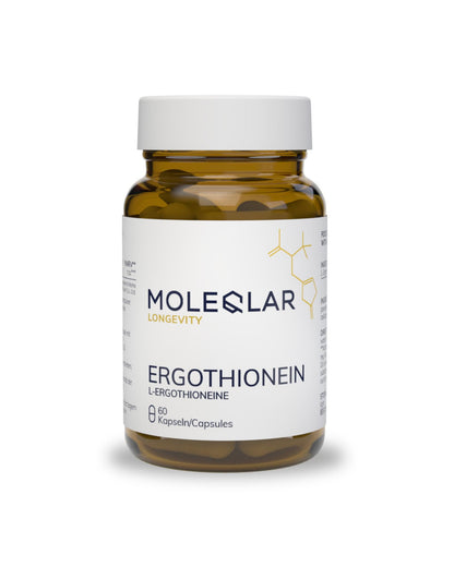 MoleQlar Ergothionein Capsules Pack of 60 - Sulphur-containing Amino Acid Derivative with 25 mg L-Ergothionein per Capsule - ErgoElite™ Brand Raw Material