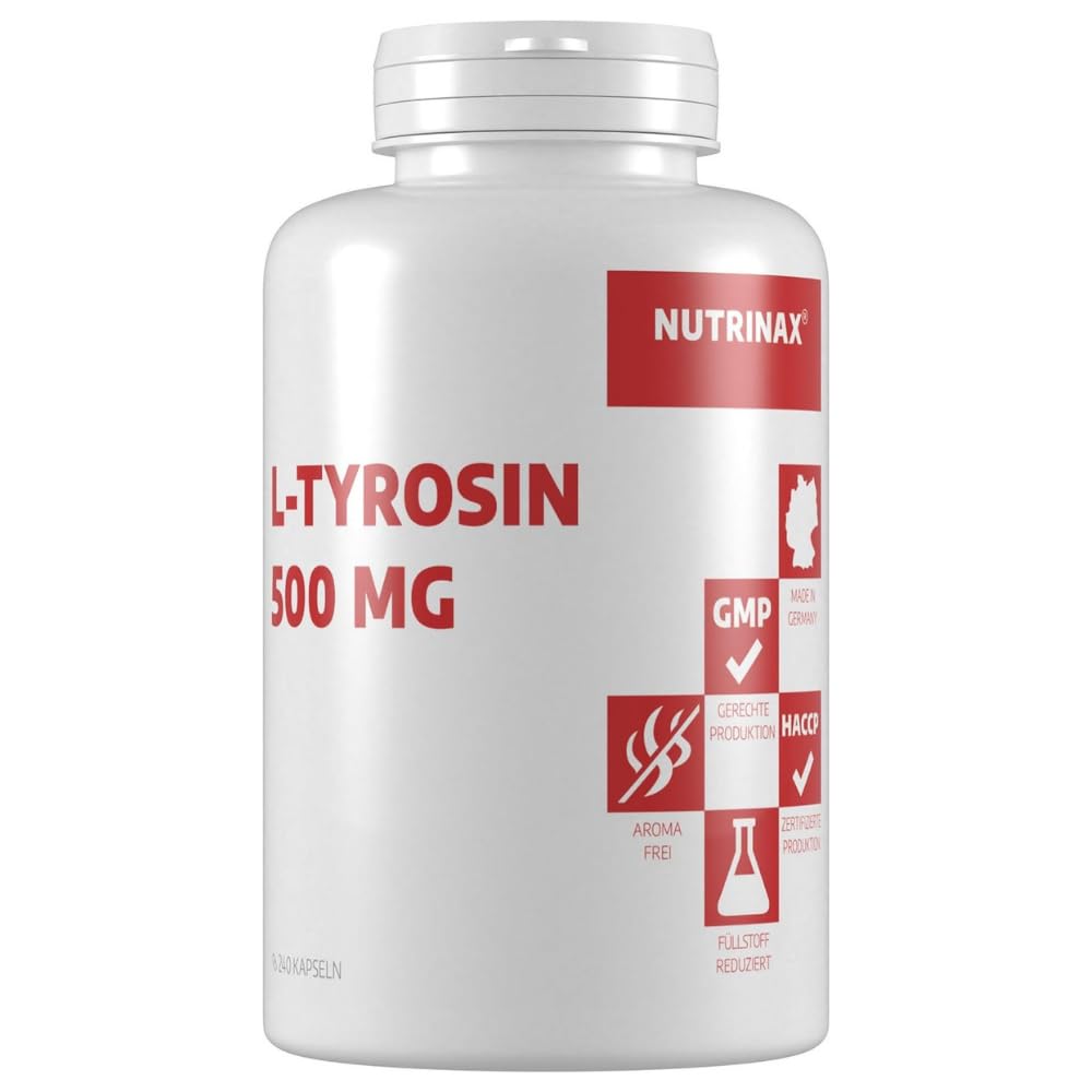 L-Tyrosine 500mg – 120 Capsules – Hochdosiert – Dietary Supplements – Made in Germany, , , | Gluten and lactose free