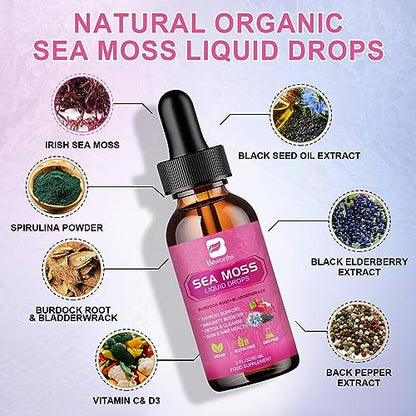 3000mg Sea Moss Liquid Drops - Black Seed Oil & Irish Sea Moss Gel