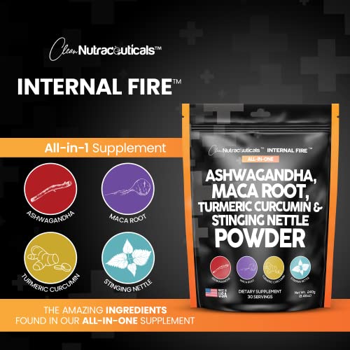 4in1 Ashwagandha Maca Root Powder Supplement with Turmeric Stinging