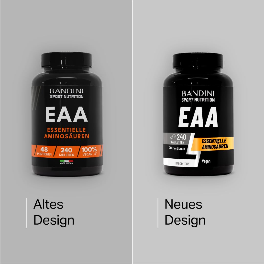 Bandini® EAA Tablets - 240 Pieces for 48 Days - 9 Essential Amino Acids | Before and after training, essential amino acids EAAs, high dose supplement, 100% vegan, no additives and sugar-free