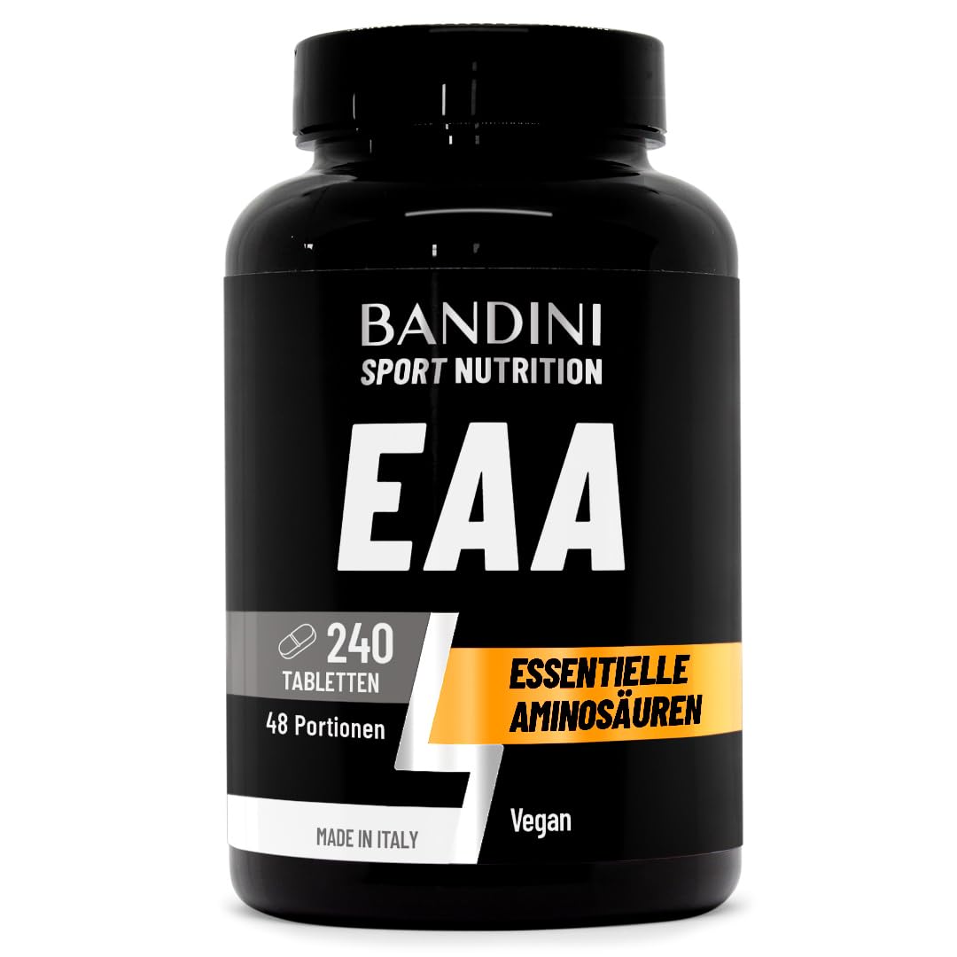 Bandini® EAA Tablets - 240 Pieces for 48 Days - 9 Essential Amino Acids | Before and after training, essential amino acids EAAs, high dose supplement, 100% vegan, no additives and sugar-free