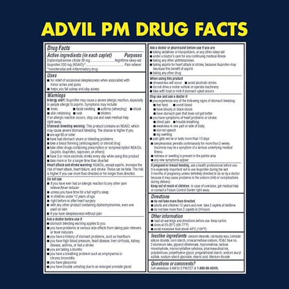 Advil Pain Reliever and Fever Reducer, Ibuprofen 200mg for Pain Relief - 300 Count, Advil PM Pain Reliever and Nighttime Sleep Aid, Ibuprofen for Pain Relief and Diphenhydramine Citrate - 2 Count AdvilBuy Supplements Australia