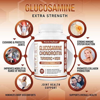 Purely Optimal Premium Glucosamine Chondroitin MSM Supplement Tablets w/Turmeric Purely OptimalBuy Supplements Australia