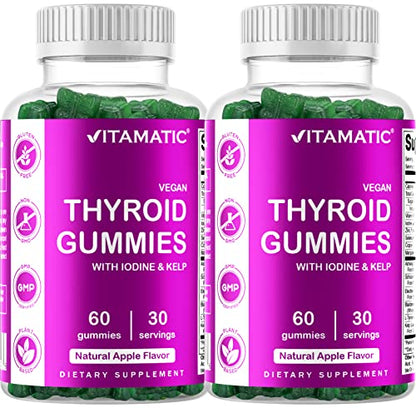 Vitamatic 2 Pack Vegan Thyroid Support Gummies with Iodine & Kelp - 60 Count 