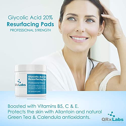 QRxLabs Glycolic Acid 20% Resurfacing Pads for Face & Body with Vitamins B5 QRxLabsBuy Supplements Australia