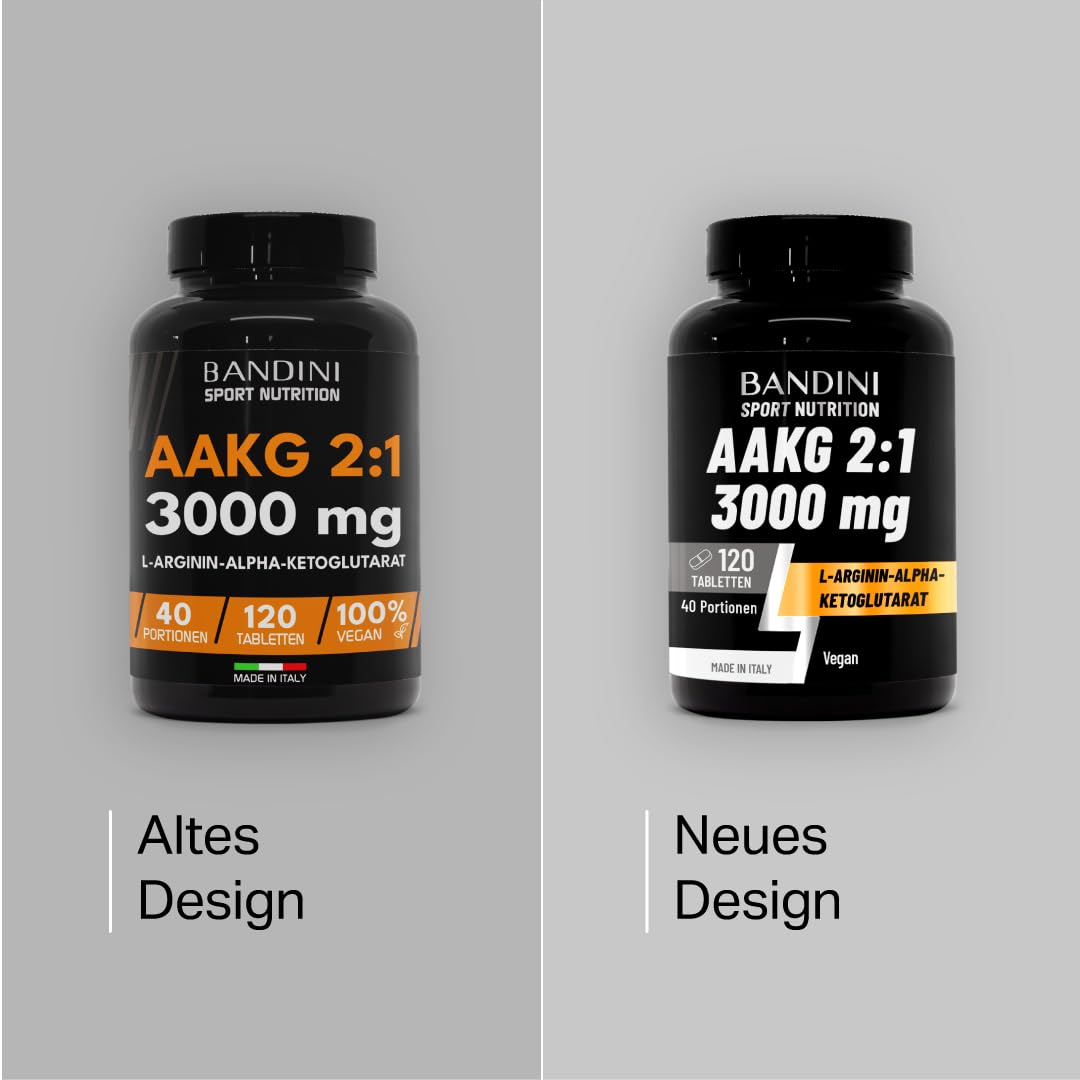 Bandini® AAKG 120 Tablets L-Arginine Alpha Ketoglutarate Amino Acid | hochwertige L Arginin Ketoglutarat für Ausdauer & Muskelregeneration, vor und nach dem Training