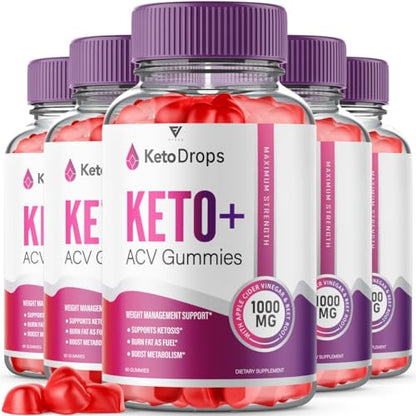 (5 Pack) Keto Drops ACV Gummies, Ketodrops Keto ACV Gummies Advanced Weight Loss 