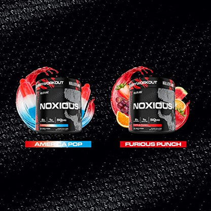 Noxious Extreme Nitric Oxide Booster Pump Pre-Workout Powder | Endurance and Muscle Building | 30 Servings (America Pop)