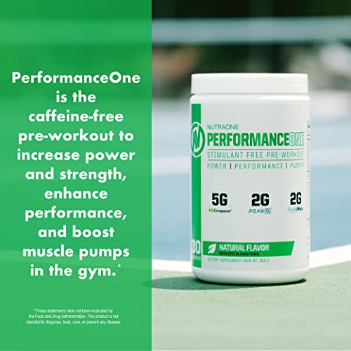 PerformanceOne Best Stimulant-Free Pre Workout Powder by NutraOne for Women and Men —Powerful Nitric Oxide Pre Workout, Non-Stimulant W/ PeakO2Ⓡ, Creatine Monohydrate & HydromaxⓇ (30 Servings)
