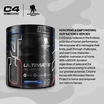C4 Ultimate x Wounded Warrior Project Pre Workout Powder Freedom Ice - Sugar Free CellucorBuy Supplements Australia