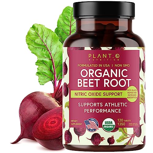 USDA Plant.O Premium Organic Beet Root Tablets [1350mg Beets Powder] with Black Pepper