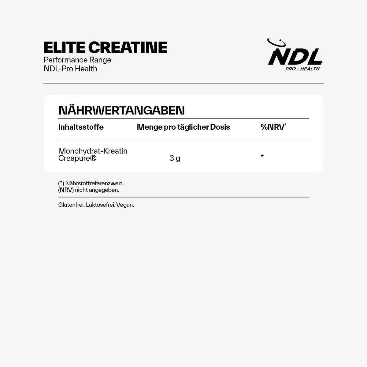 NDL Pro-Health Creatine Monohydrate Creapure® Powder | 100 Servings - 3 g | 100% reines Kreatin ohne Zusatzstoffe, für Kraft, Leistung & Muskelaufbau, geschmacksneutral