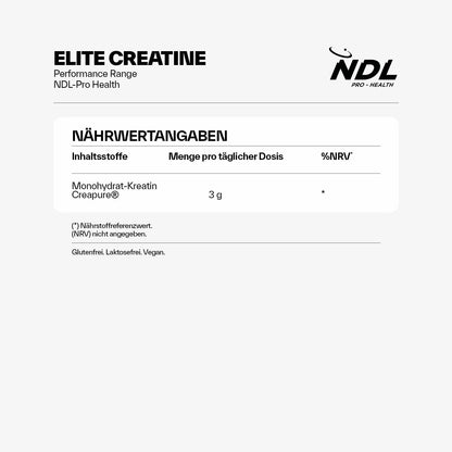 NDL Pro-Health Creatine Monohydrate Creapure® Powder | 100 Servings - 3 g | 100% reines Kreatin ohne Zusatzstoffe, für Kraft, Leistung & Muskelaufbau, geschmacksneutral