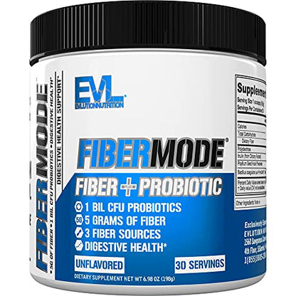 Evlution Nutrition FiberMode Fiber Plus Probiotic - 5 Grams of Fiber, Digestive Health