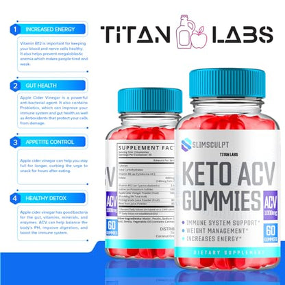 (2 Pack) Slimsculpt Keto ACV Gummies, Slim Sculpt Keto ACV Gummies Advanced Weight Loss 1000MG Titan LabsBuy Supplements Australia