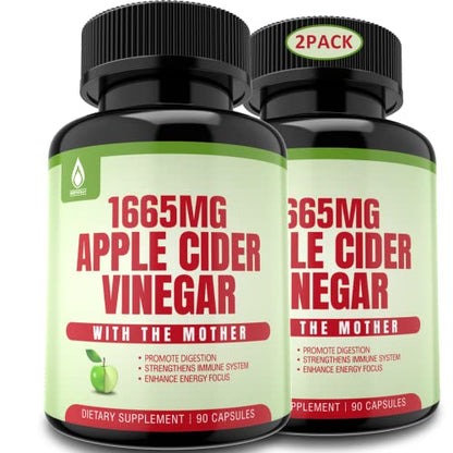 Sugar Free Apple Cider Vinegar Capsules with The Mother, New Formula with Milk Thistle 