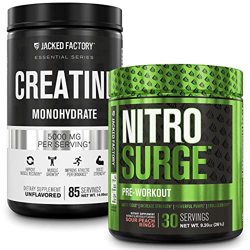 Jacked Factory Nitrosurge Pre-Workout in Sour Peach Rings & Creatine Monohydrate