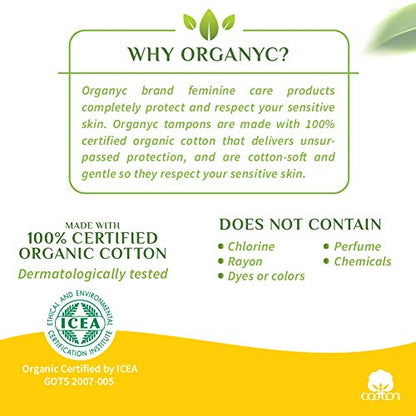 Organyc 100% Certified Organic Cotton Tampons, Plant-Based Eco-Applicator, Regular Flow, 16 Count OrganycBuy Supplements Australia