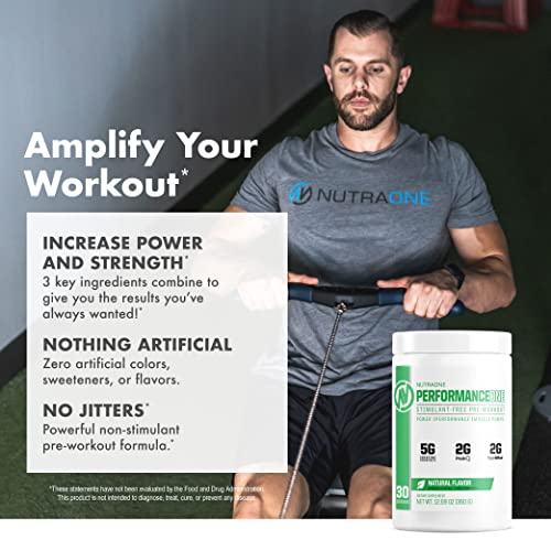 PerformanceOne Best Stimulant-Free Pre Workout Powder by NutraOne for Women and Men —Powerful Nitric Oxide Pre Workout, Non-Stimulant W/ PeakO2Ⓡ, Creatine Monohydrate & HydromaxⓇ (30 Servings)