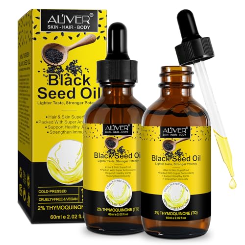 2 Pack Black Seed Oil, Organic Cold Pressed Unrefined Black Seed Oil, Pure Natural Black 