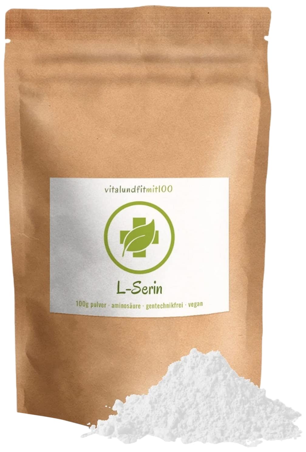 Vitalundfitmit100 L-serine powder, 100 g, from fermentation, vegan, no additives